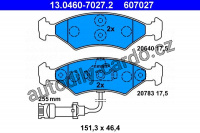 Sada brzdových destiček ATE 13.0460-7027 (AT 607027) - FORD