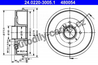 Brzdový buben ATE 24.0220-3005 (AT 480054) - RENAULT