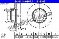 Brzdový kotouč ATE 24.0114-0107 (AT 414107) - PEUGEOT