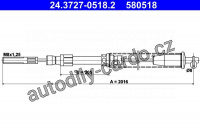 Lanko ruční brzdy ATE 24.3727-0518 (AT 580518)