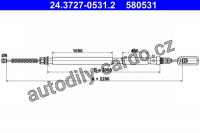 Lanko ruční brzdy ATE 24.3727-0531 (AT 580531)