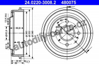 Brzdový buben ATE 24.0220-3008 (AT 480075) - FORD