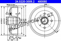 Brzdový buben ATE 24.0220-3009 (AT 480080) - FORD