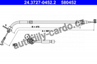 Lanko ruční brzdy ATE 24.3727-0452 (AT 580452)