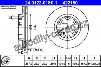 Brzdový kotouč ATE 24.0122-0180 (AT 422180) - NISSAN