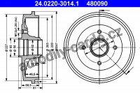 Brzdový buben ATE 24.0220-3014 (AT 480090) - CITROËN, PEUGEOT