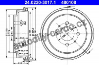 Brzdový buben ATE 24.0220-3017 (AT 480108) - MITSUBISHI