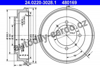 Brzdový buben ATE 24.0220-3028 (AT 480169) - MITSUBISHI