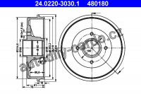Brzdový buben ATE 24.0220-3030 (AT 480180) - NISSAN
