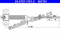 Lanko ruční brzdy ATE 24.3727-1701 (AT 581701)