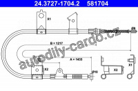 Lanko ruční brzdy ATE 24.3727-1704 (AT 581704)