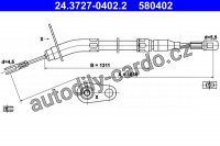 Tažné lanko, parkovací brzdy ATE 24.3727-0402 (AT 580402) - MERCEDES-BENZ