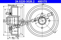 Brzdový buben ATE 24.0220-3026 (AT 480175) - FORD