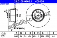 Brzdový kotouč ATE 24.0109-0108 (AT 409108) - CITROËN