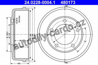 Brzdový buben ATE 24.0228-0004 (AT 480173) - FORD