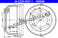 Brzdový buben ATE 24.0228-0001 (AT 480068) - FORD