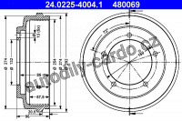 Brzdový buben ATE 24.0225-4004 (AT 480069) - FORD