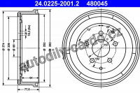 Brzdový buben ATE 24.0225-2001 (AT 480045) - VW