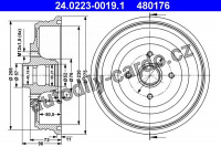 Brzdový buben ATE 24.0223-0019 (AT 480176) - SEAT, VW