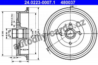 Brzdový buben ATE 24.0223-0007 - AUDI