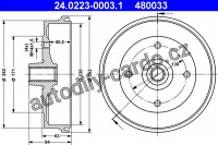 Brzdový buben ATE 24.0223-0003 - VW