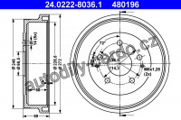 Brzdový buben ATE 24.0222-8036 (AT 480196) - DAIHATSU