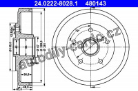 Brzdový buben ATE 24.0222-8028 (AT 480143) - MAZDA