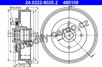 Brzdový buben ATE 24.0222-8025 (AT 480109) - NISSAN