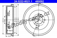 Brzdový buben ATE 24.0222-8021 (AT 840092) - NISSAN