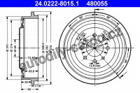 Brzdový buben ATE 24.0222-8015 (AT 480055) - RENAULT