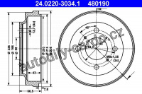 Brzdový buben ATE 24.0220-3034 (AT 480190) - NISSAN