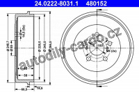 Brzdový buben ATE 24.0222-8031 (AT 480152) - TOYOTA