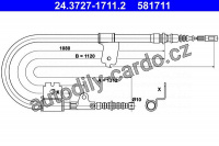 Lanko ruční brzdy ATE 24.3727-1711 (AT 581711)