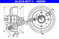 Brzdový buben ATE 24.0218-0017 (AT 480060) - PEUGEOT