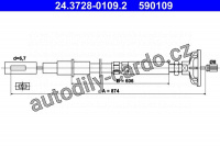 Tažné lanko, ovládání spojky ATE 24.3728-0109 (AT 590109)