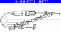 Tažné lanko, ovládání spojky ATE 24.3728-2707 (AT 592707)