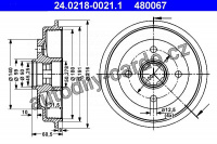 Brzdový buben ATE 24.0218-0021 (AT 480067) - NISSAN