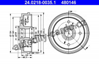 Brzdový buben ATE 24.0218-0035 (AT 480146) - CHEVROLET