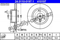 Brzdový kotouč ATE 24.0110-0197 (AT 410197) - CITROËN