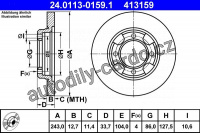 Brzdový kotouč ATE 24.0113-0159 (AT 413159) - MITSUBISHI