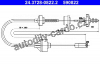 Tažné lanko, ovládání spojky ATE 24.3728-0822 (AT 590822)