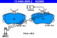 Sada brzdových destiček ATE 13.0460-2809 (AT 602809) - ALFA ROMEO
