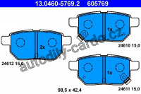 Sada brzdových destiček ATE 13.0460-5769 (AT 605769) nahrazen 13.0460-5690