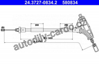 Tažné lanko, parkovací brzdy ATE 24.3727-0834 (AT 580834) - PEUGEOT