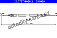 Lanko ruční brzdy ATE (AT 581068) 24.3727-1068 - NISSAN, OPEL, RENAULT