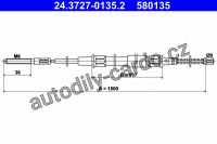 Lanko ruční brzdy ATE 24.3727-0135 (AT 580135)