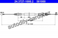 Lanko ruční brzdy ATE 24.3727-1000 (AT 581000)
