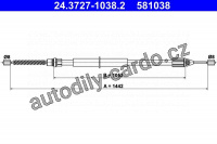 Lanko ruční brzdy ATE 24.3727-1038 (AT 581038)