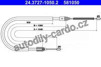 Lanko ruční brzdy ATE 24.3727-1050 (AT 581050)