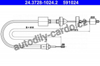 Tažné lanko, ovládání spojky ATE 24.3728-1024 (AT 591024)